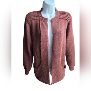 Peruvian Link Alpaca Collection Orange Brown Open Cardigan Sweater Size OS